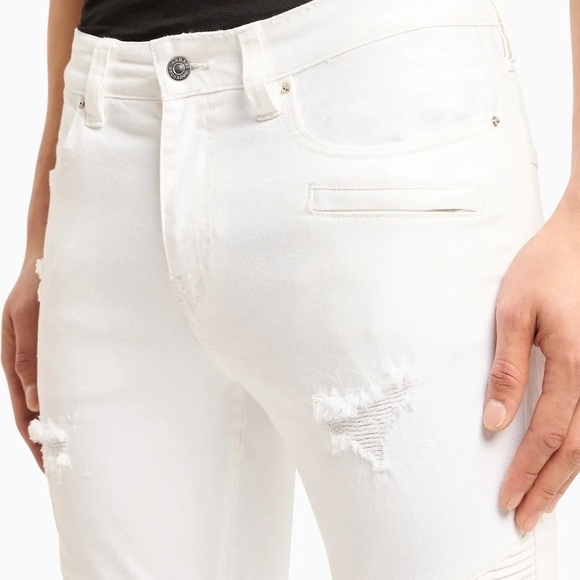 ๐
ฝ๐
ด๐ Armani Exchange skinny biker distressed white jeans, size 27 - Picture 5 of 17